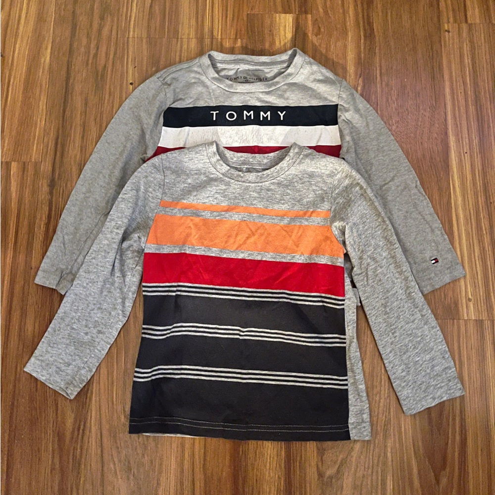 Tommy Hilfiger & Okie Dokie Gray Stripe Long Sleeves (4T)